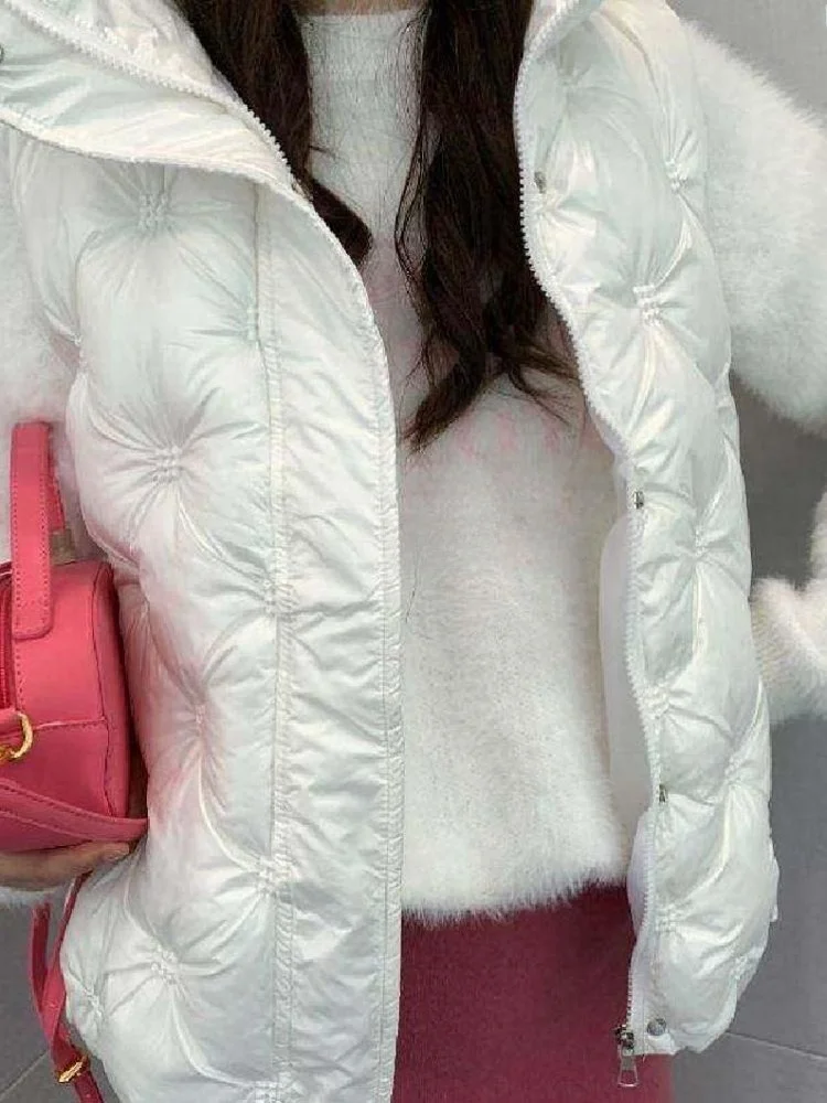 

Faionable down Cotton Vest Women's Loose Warm Trendy Outerwear Autumn Winter New Arrival Casual Sli ort Coat