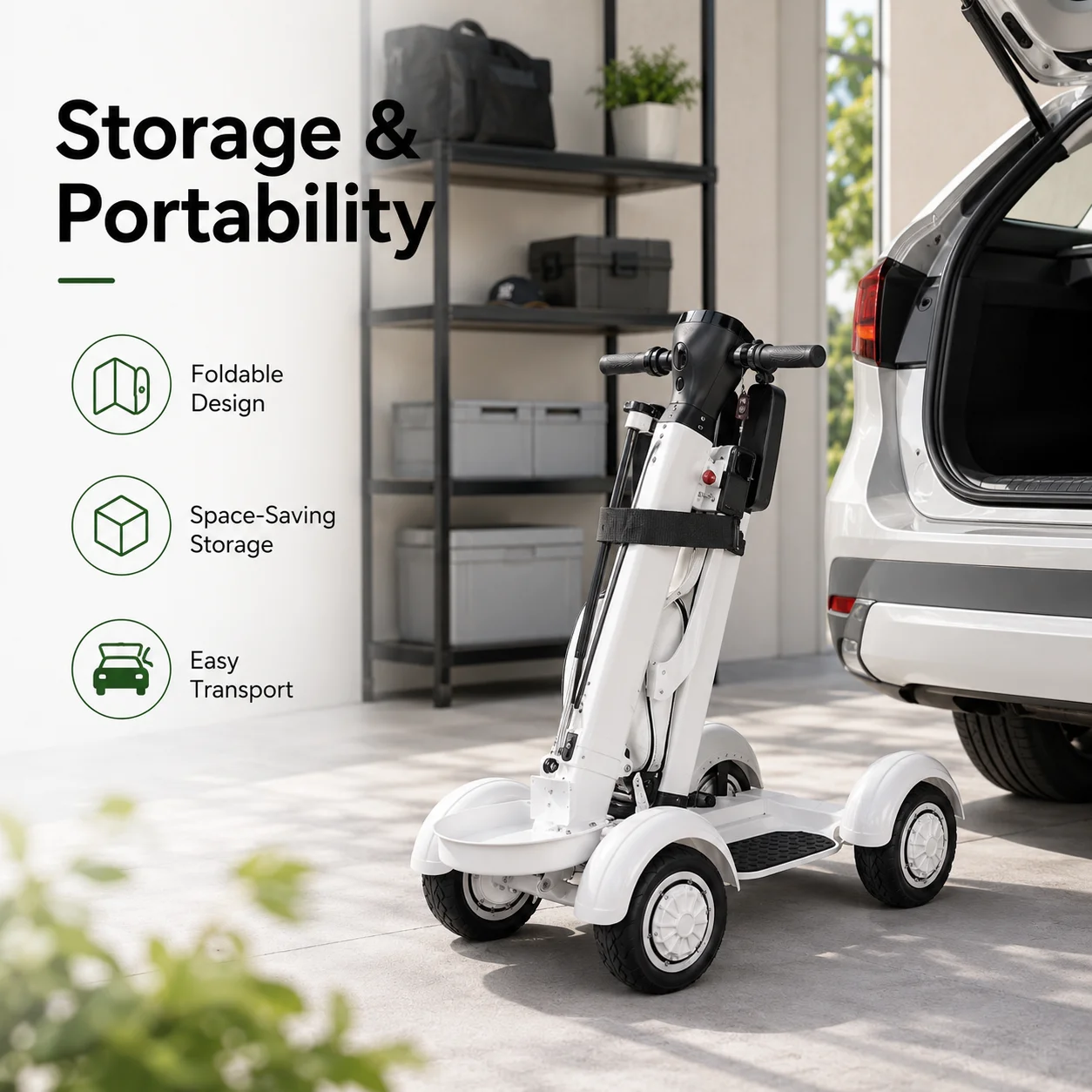 2000W Foldable 4-Wheel Electric Golf Scooter Lithium Golf Trolley Skateboard 150kg Load for Course Riding