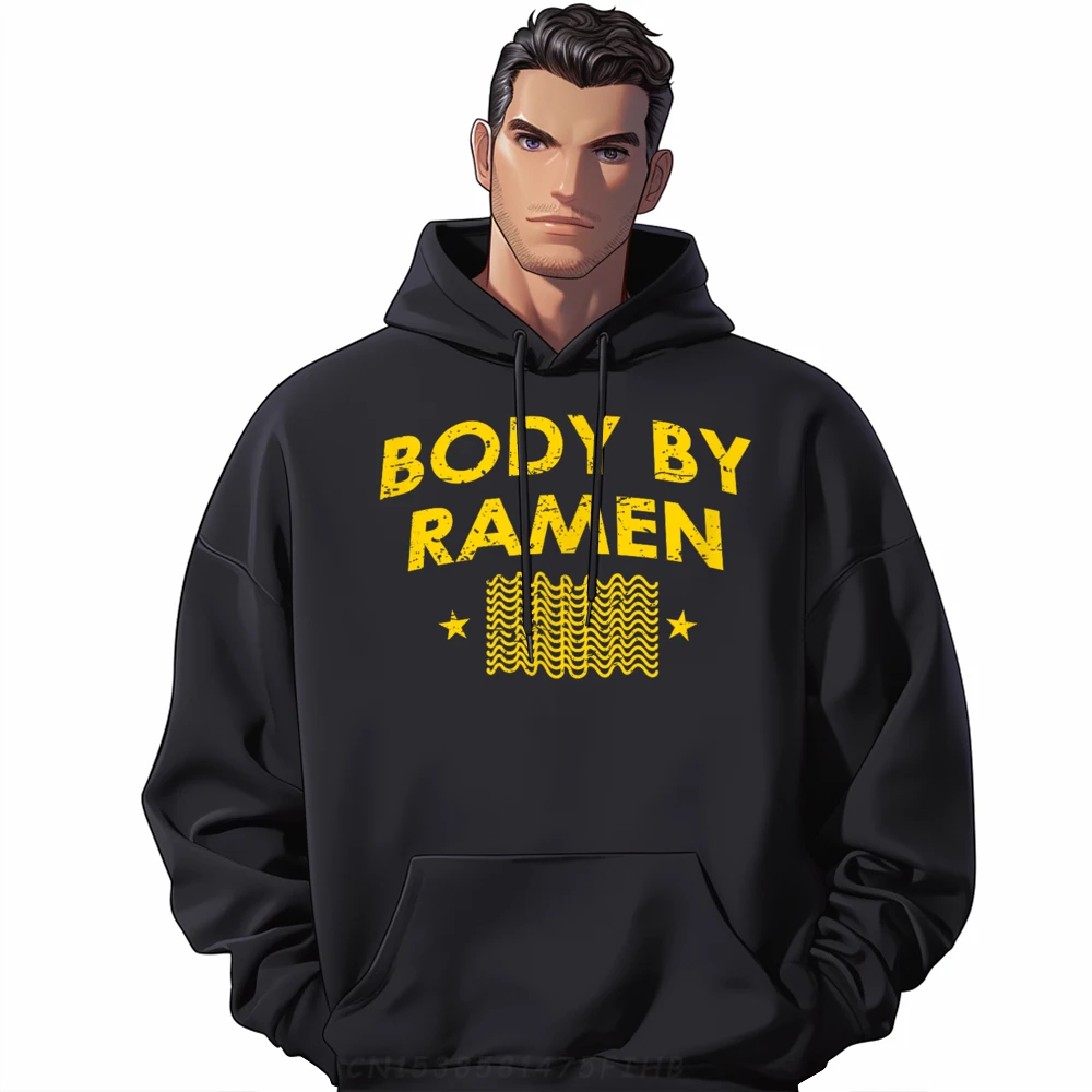 

Body by Ramen Noodle Funny Novelty Graphic Novelty Fashion Hoodies Men SOFT Pullover Men Vaporwave