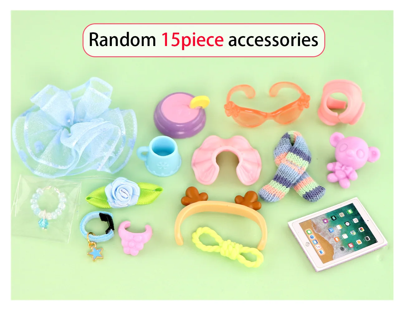 

Random 15pcs Accessories Rare,Pet Shop Random Pack,Hat Necklace Scarf Wings Glasses Necklace Tutu Skirts Collar Jackets Drinks
