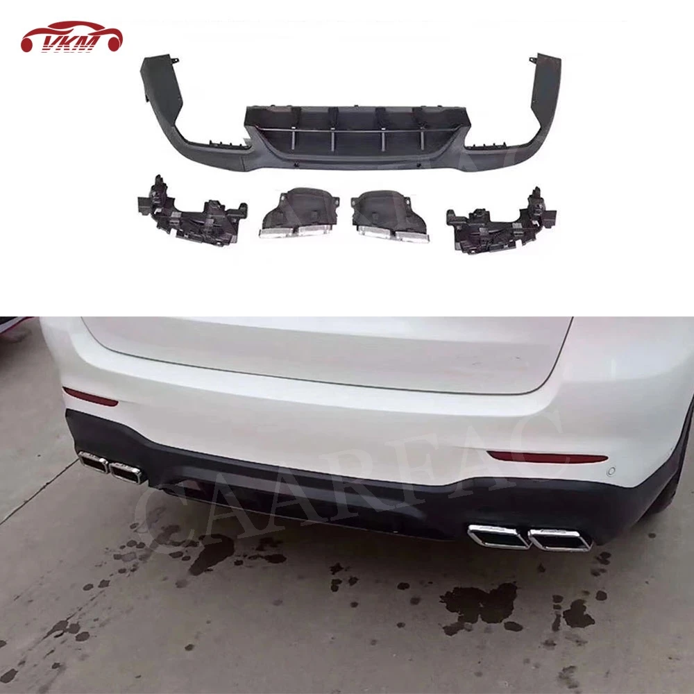 

Rear Lip Spoiler with Exhaust Tips for Mercedes Benz GLC X253 Sport GLC300 GLC250 GLC43 2017-2019 PP Back Bumper plate