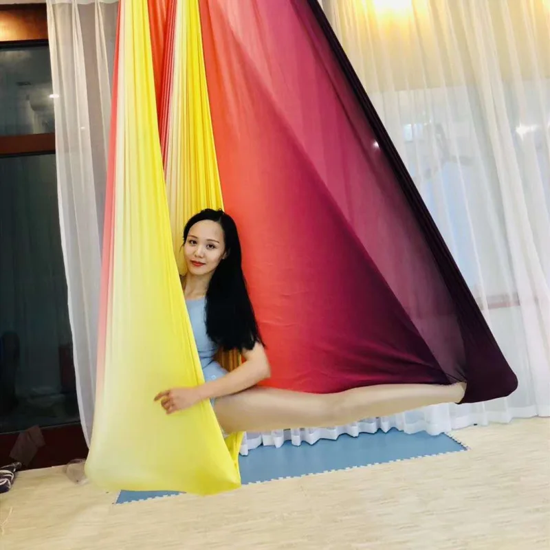 6*2.8m Gradation Colorful Nylon Aerial Silk Yoga Hammock Swing Flying Belt Anti-gravity Gym Fitness Inversion Bodyfly Equipment