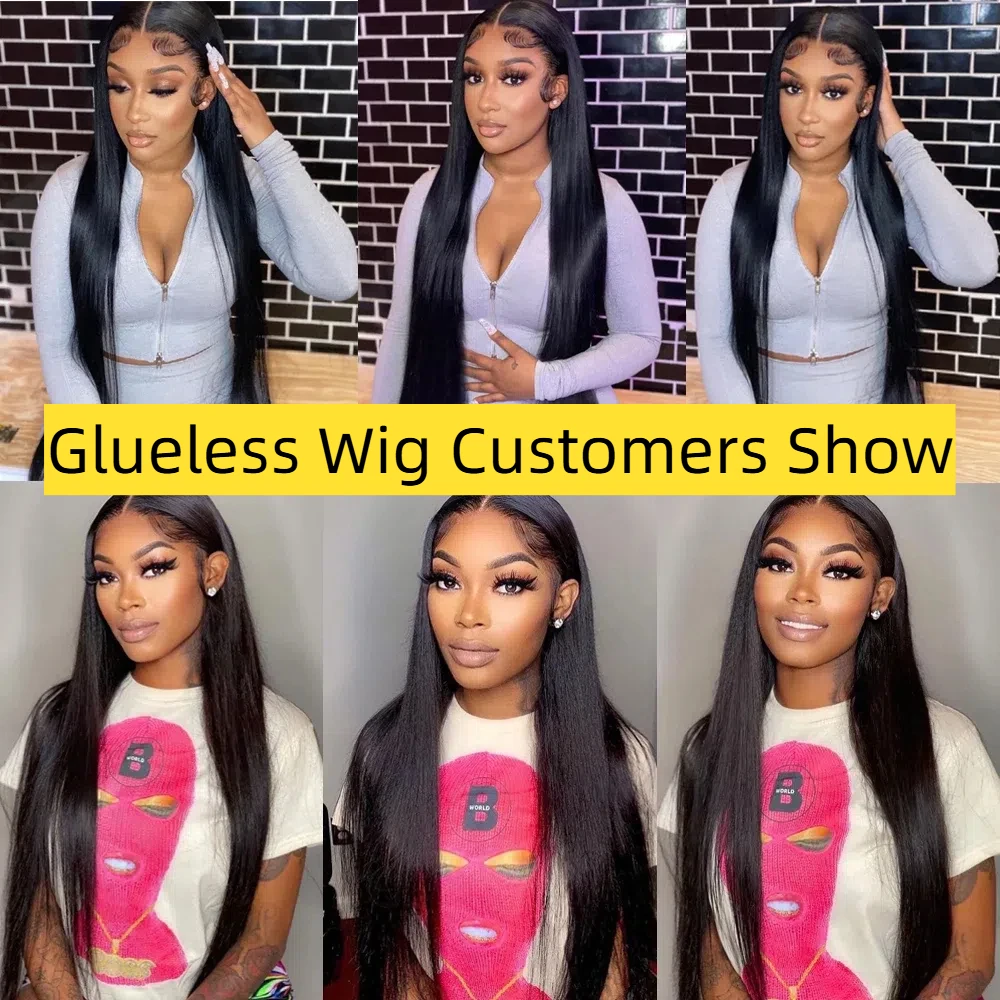 شعر مستعار بشري مستقيم بدون لاصق للنساء السمراوات ، تم نتفه مسبقًا ، قصه مسبقًا ، كثافة 24"