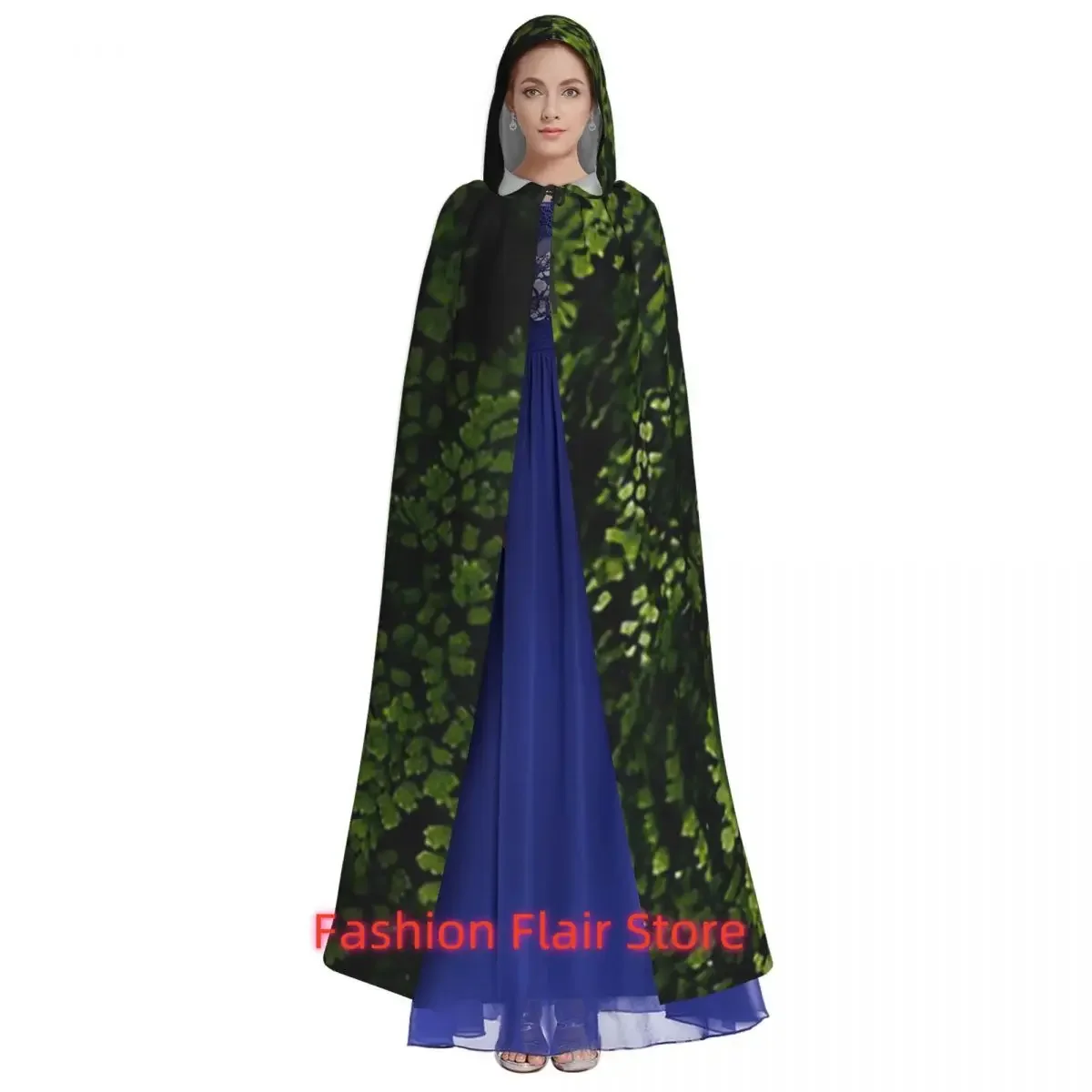 Customization Small Leaves Long Hooded Cloak Witch Medieval Costume Cosplay Cape HalloweenCoat Adult Unisex