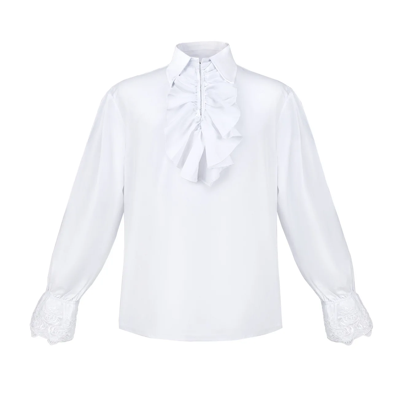 Middeleeuwse Halloween Renaissance Steampunk Kanten Kraag Kant Ruche Vampire Cos Shirt