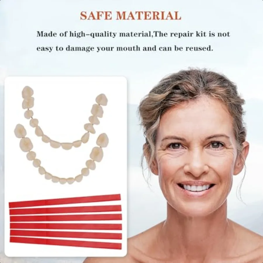 مجموعة أدوات أسنان DIY مريحة وسهلة طقم أسنان DIY في المنزل كاملة اصنع مجموعات أسنانك الخاصة لأعلى وسفلي من التيمبورا