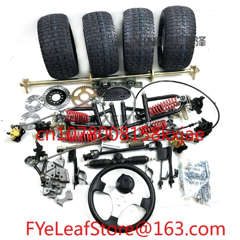 Accessori per kart con tubo in acciaio a quattro ruote fai-da-te telaio sterzo con sospensione anteriore e posteriore