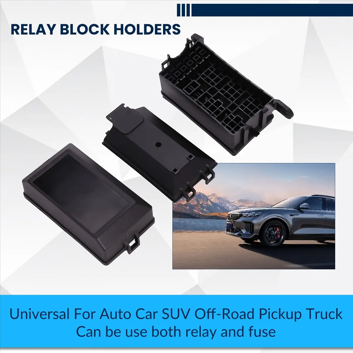 #58S Automotive Parts & Accessories,Fuse-Relay Box 5-Fuse Holders 6 Relay Block Holders Fuse-Block 12V (black)