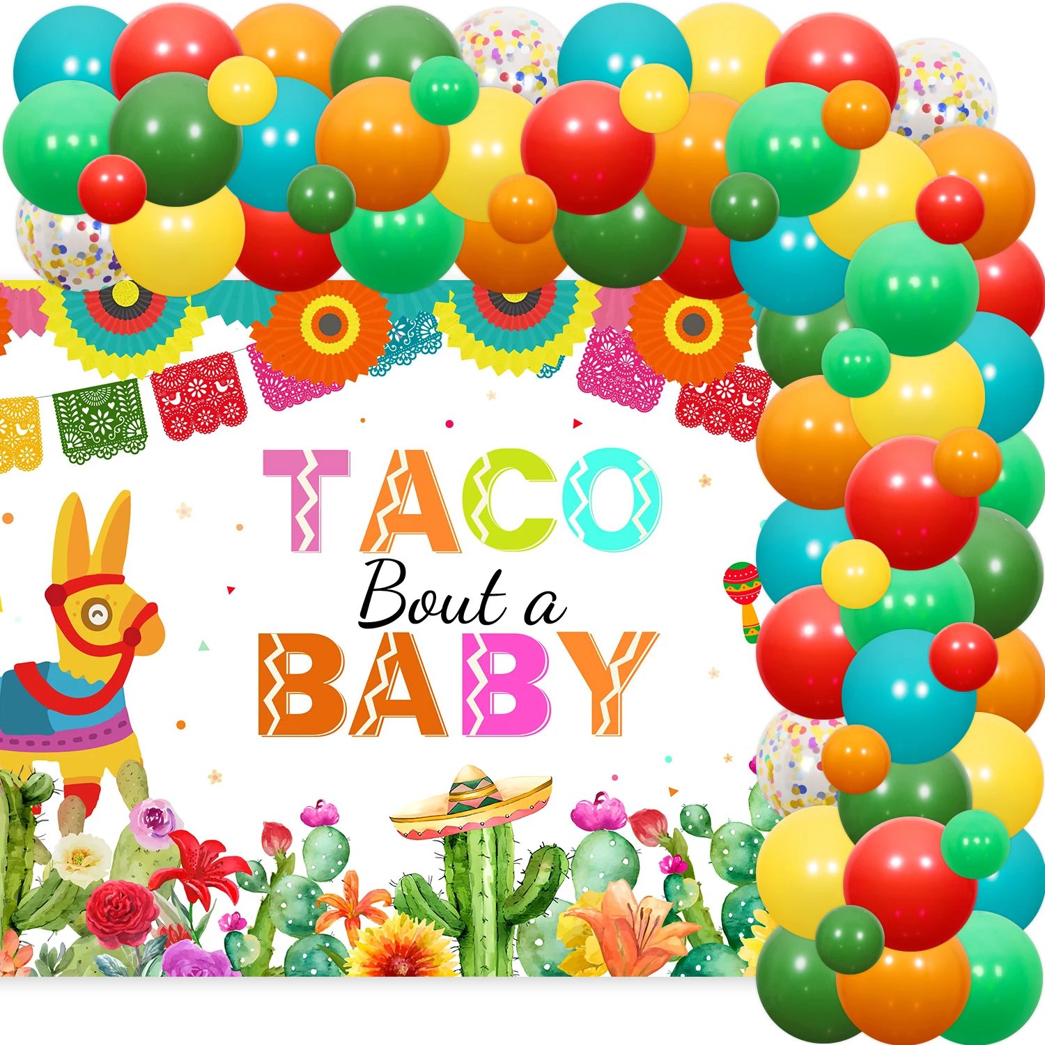 

Taco Bout A Baby Party Decorations Mexican Taco Theme Baby Shower Decorations Balloons Arch Taco Cactus Foil Balloons