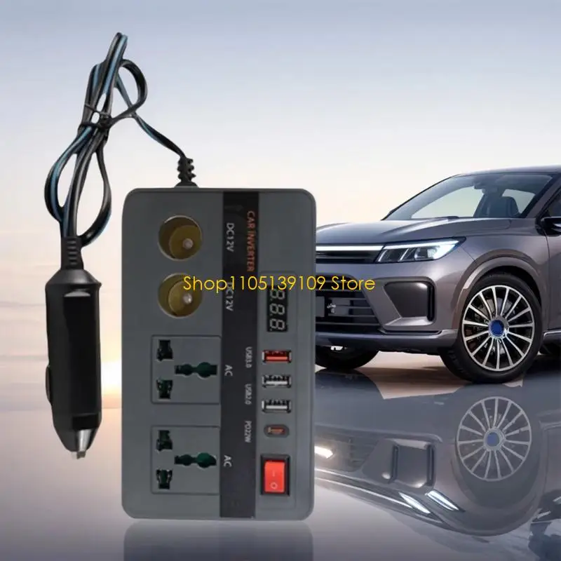  Compact Vehicle Power Converter 12V To 220V 300W Output USB Ports For Electronics Charging