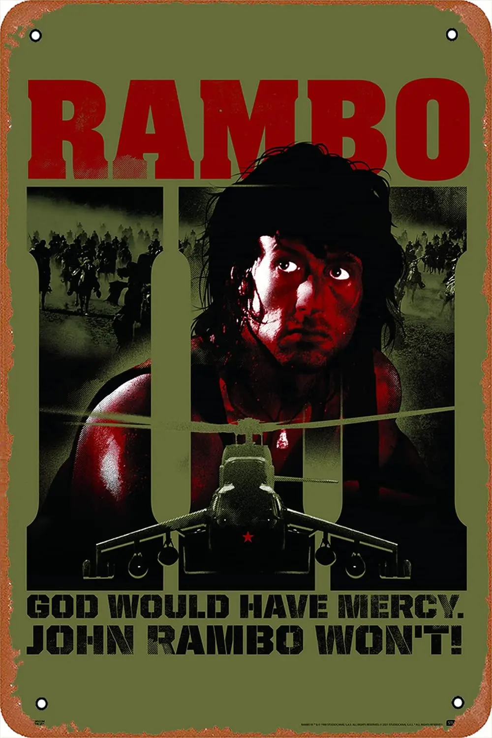 III 3 God Would Have Mercy John Wont Retro Vintage 80s Movie Theater Decor Memorabilia Action Film Sylvester Stallon sign s sign