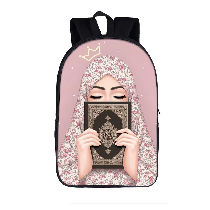 Pretty Muslim Islamic Girl Print Casual Backpack Women Men Travel Rucksacks Girls Boys Children School Bags Storage Backpack