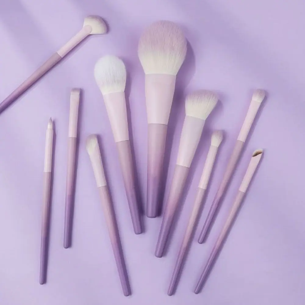10Pcs Durable Super Soft Makeup Brush Set Synthetic Hair Easy to Clean Blush Brush Edge Eyeliner Brush Novice Beginners