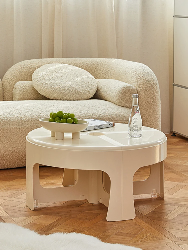 

The product can be customized. Nordic cream style plastic combination small coffee table, small circular table for household use