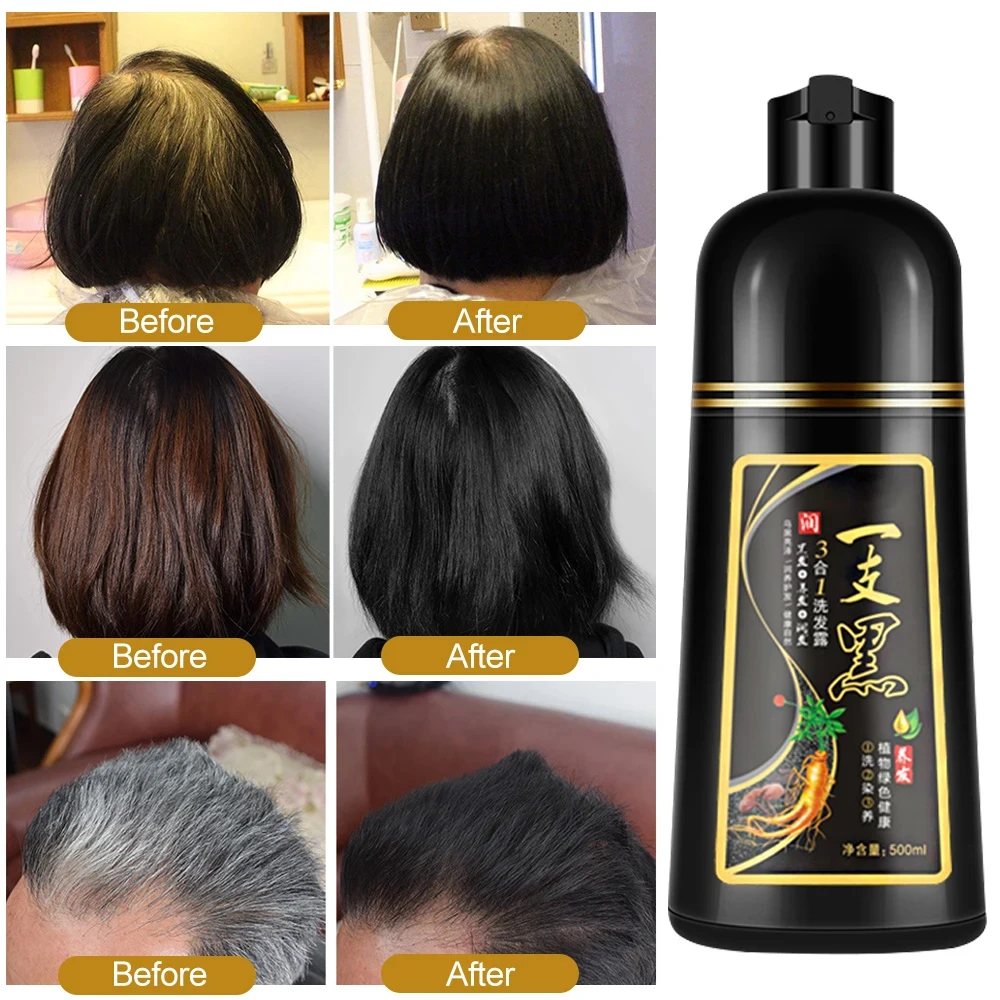 

500ml Natural Plant Conditioning Hair Dye Black Shampoo Fast Dye White Grey Hair Removal Dye Coloring Black Hair