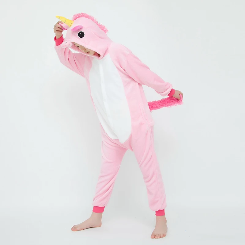 Kigurumi Kids Cute Pink Unicorn Animal Cartoon Pajamas Children Sleepwear Girls Boys Onesies For Christmas Halloween Party view 4