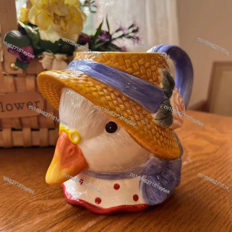Creative hand-painted goose 500ML large capacity ceramic cup household cute breakfast milk cup coffee mug gift to friends