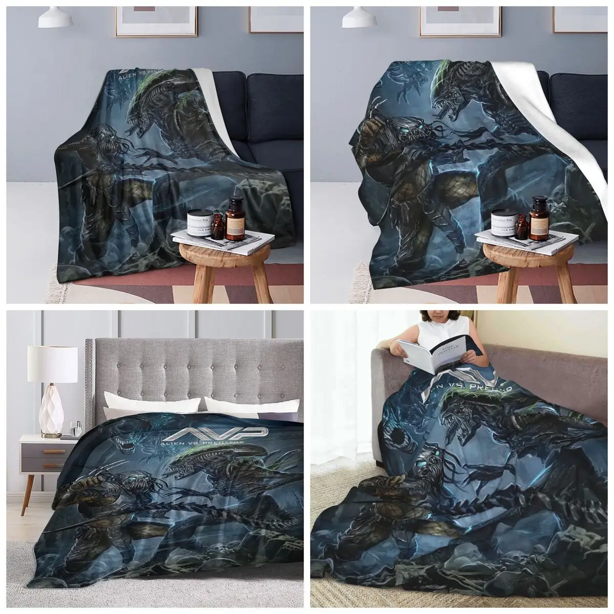 Alien Vs Predator Game Blanket Soft Warm Flannel Throw Blanket Cover for Bed Travel Home Couch