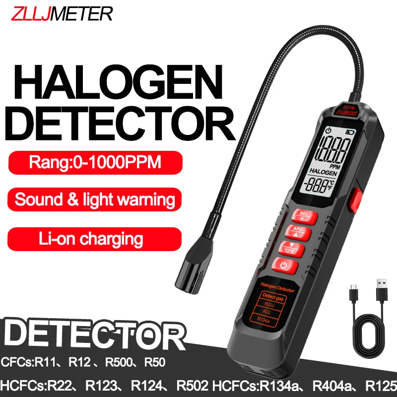 

High Sensitivity Freon Leak Detector Halogen Leak Detector R22 R410A R134A R1234YF Refrigerant Gas HVAC Air Conditioner Tester