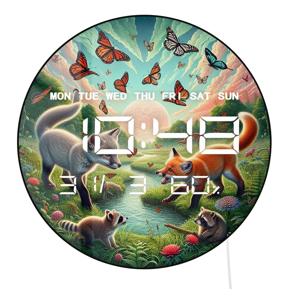 Rodeo Show Bull Riding Electronic Wall Clock Large Numeric Display Digital Clock with 12/24hr Format Date Calendar Temperature