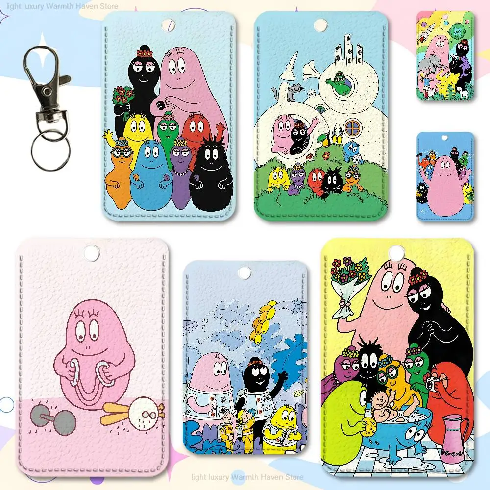 

B-Barbapapas Cute Holder Keychain For Work Card Bank Business Holder Student Card Protective Case Bus Card