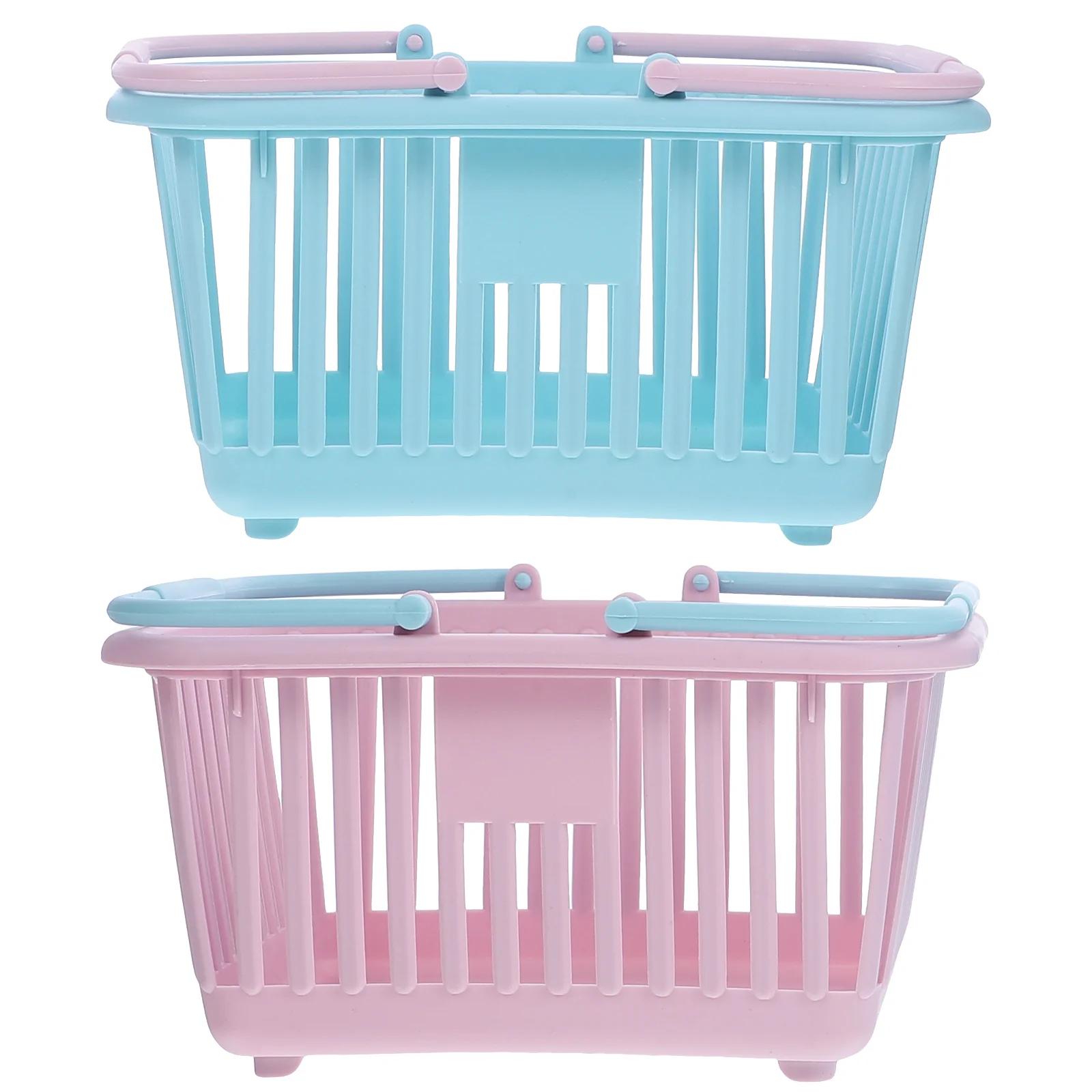 2 Pcs Storage Basket Baskets Organization Pink Hamper Supermarket Shopping Fruit Vegetable Handheld Sundry