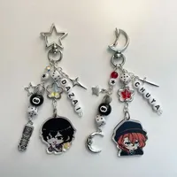 Cartoon Dazai Osamu and Chuuay Acrylic Bead Charm Keychain Bungou Stray Dogs Soukoku Inspiration Backbag Keychain Pendant Gifts