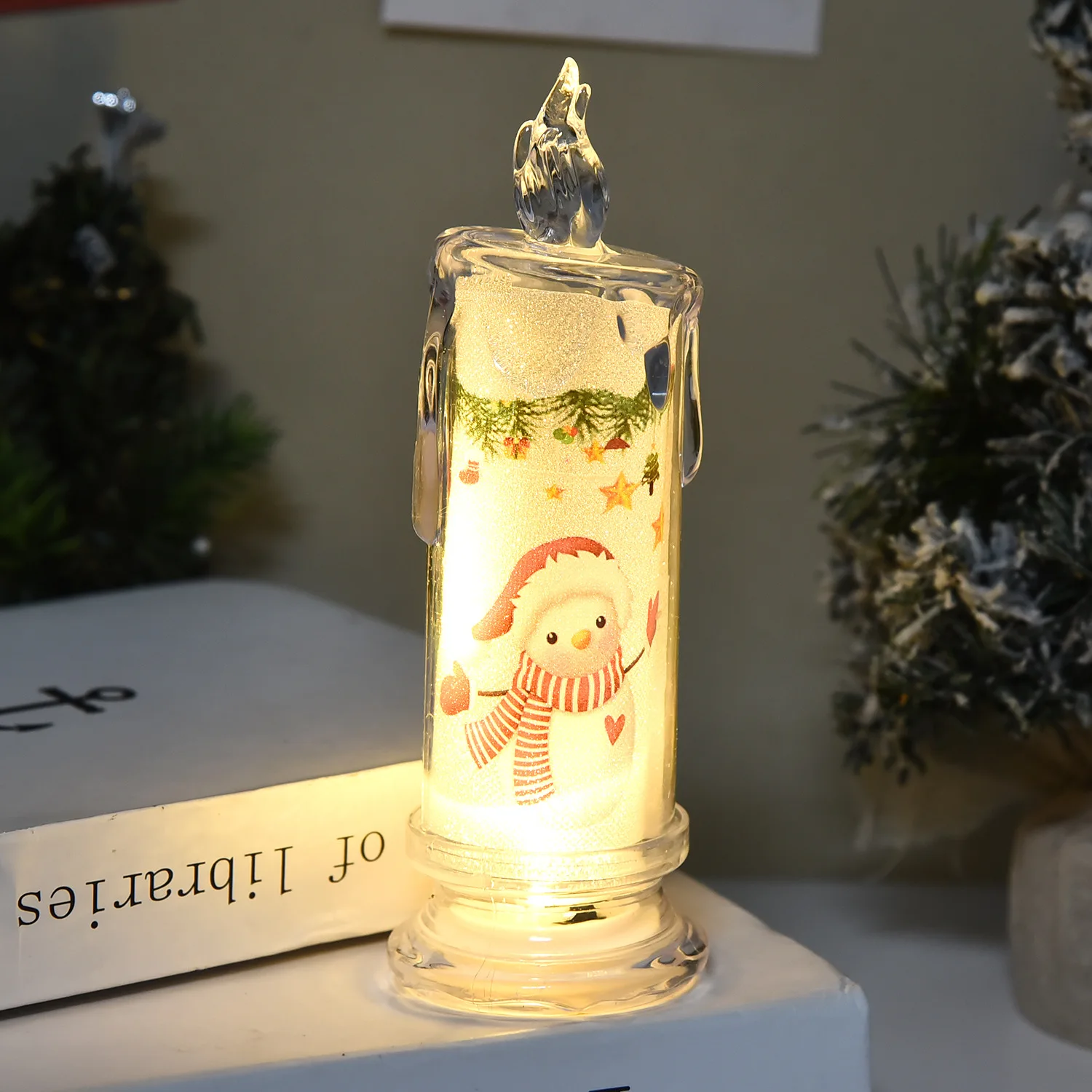 Christmas LED Tearing Electronic Candle Simulation Candle Santa Claus Snowman Atmosphere Light Festival Decoration Ornament 2025