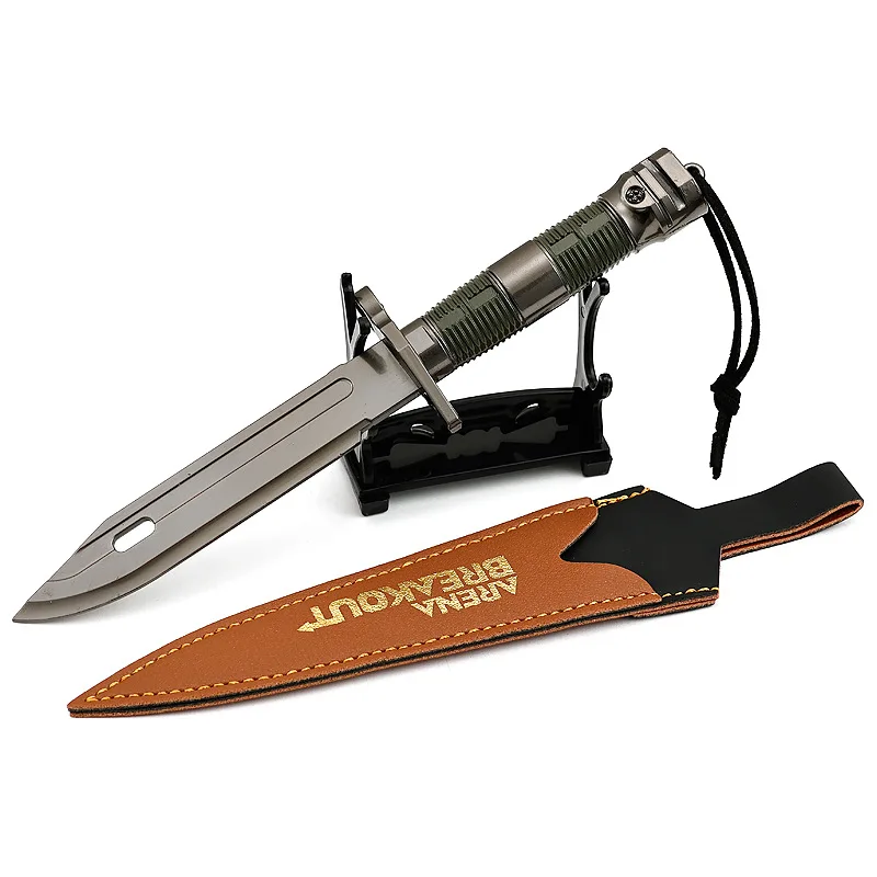20cm/7.87in Arena Breakout Game Peripheral Figurine M9 Small Knife Leather Cover Version Metal Crafts Ornament Toy for Boy Gift