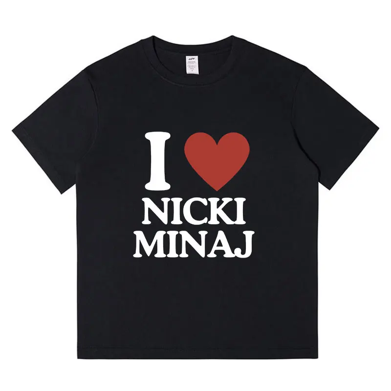 I Love Heart Nicki Minaj T Shirt Men Fashion Hip Hop Short Sleeve Harajuku T-shirt Casual Cotton Oversized T-shirts Streetwear