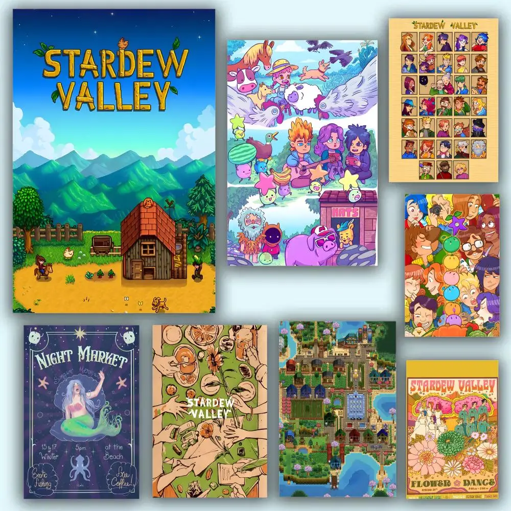 Stardew Valley Game Poster HD Anime Hot Theme Sänger/OST/Film-Wasserdichte selbstklebende Heimdekoration
