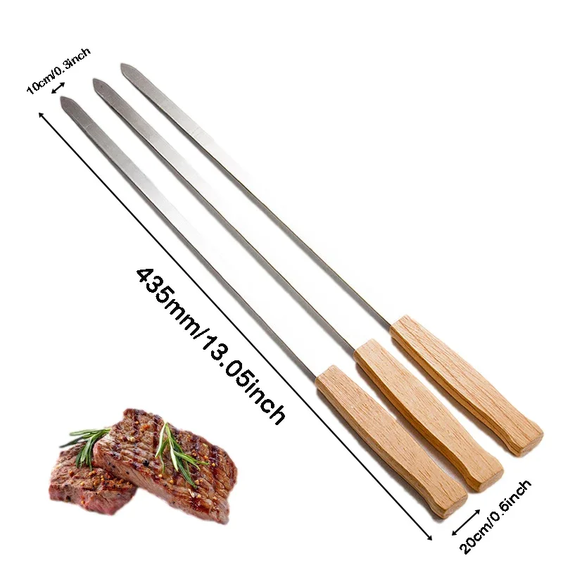 Outdoor BBQ Kits 8PC Sets Stainless Steel Skewer Oak Nylon Storage Bag Handbag BBQ Kebab Stick Barbecue Tool Barbecue Sticks