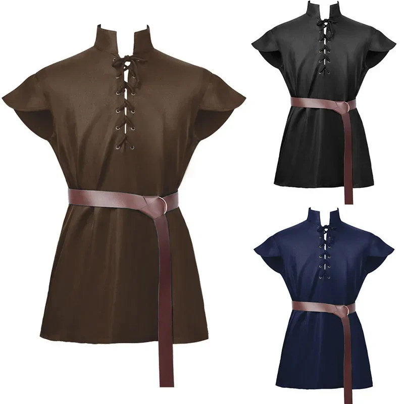 

New Medieval Men's Renaissance Stand-up Collar Shirt Stage Performance Clothes