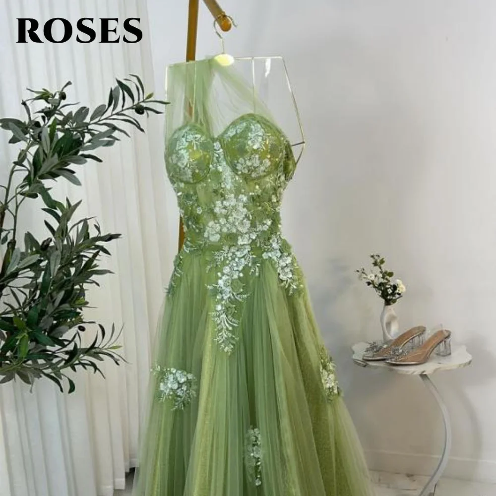 Sukienki na studniówkę w kolorze różowym, zielone, z plisami, na jedno ramię, tiulowe suknie wieczorowe bez rękawów, zdobione aplikacjami, sukienki na imprezę, szyte na miarę.