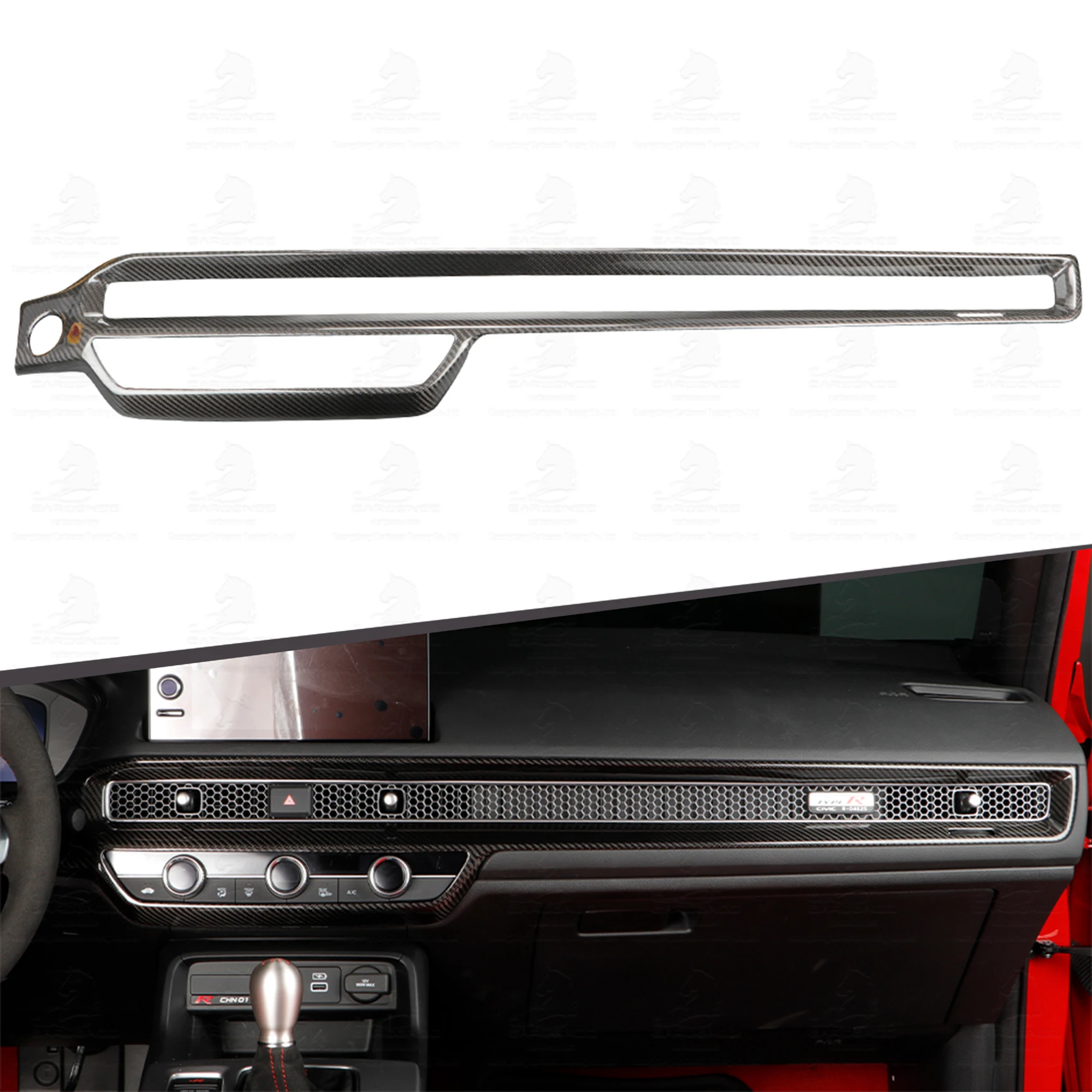 

Carbon Fiber Dashboard Cover Fit Console Dashboard Trim Cover Dash Air Vent Outlet Cover For 11th Gen Civic Type R FL5 2022+