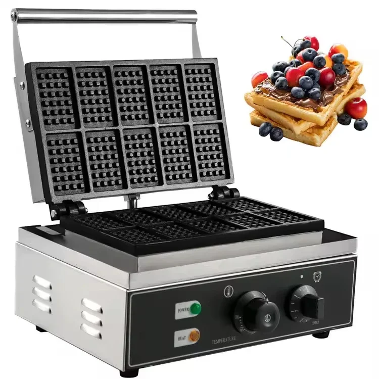 Commercial Rectangle Waffle Maker  Nonstick  Electric Belgian Waffle Machine Stainless Steel Waffle cook machine Pancake maker