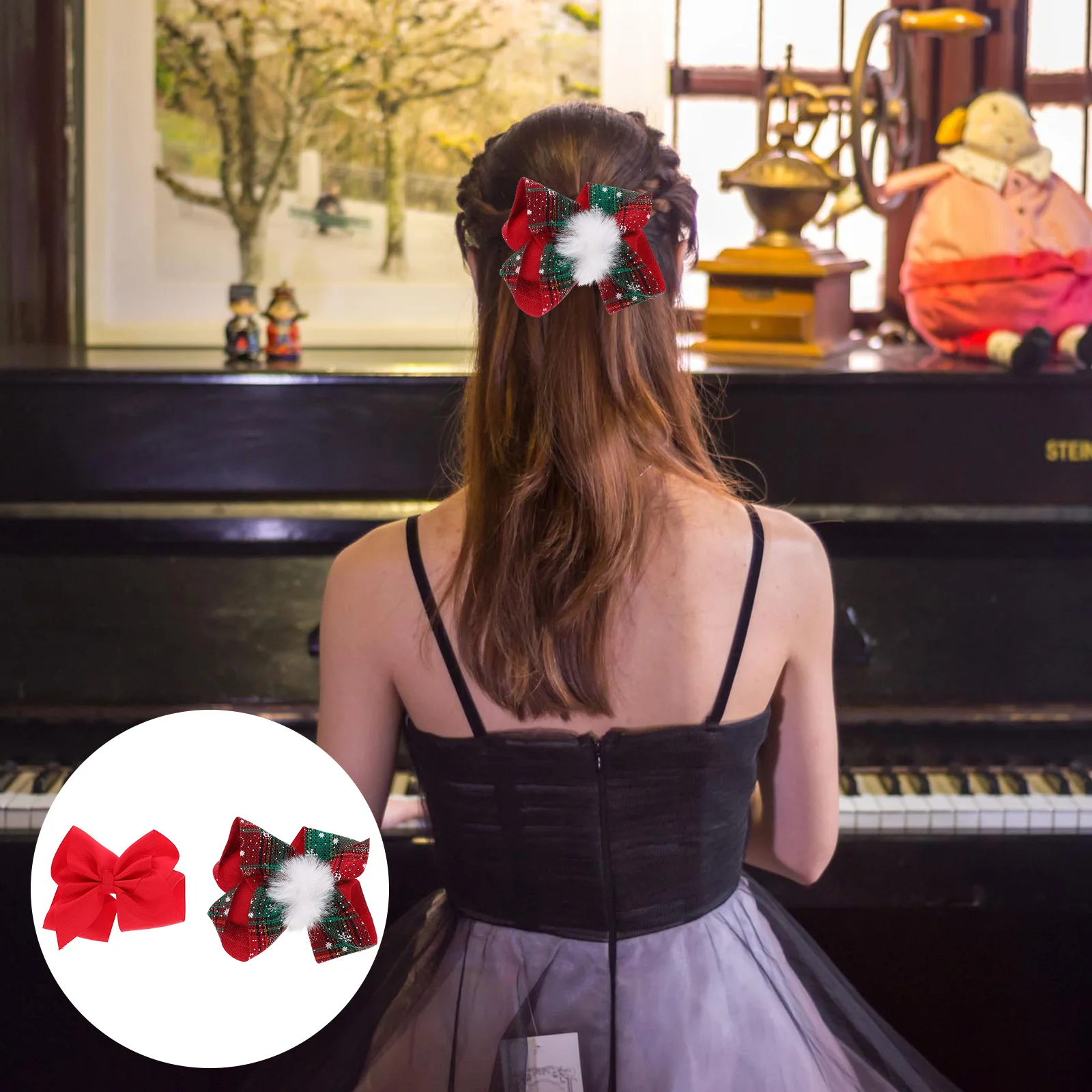 

4 Pcs Bow Hairpin Accessories Clip Bows Girls Holiday Clips Small Christmas Present