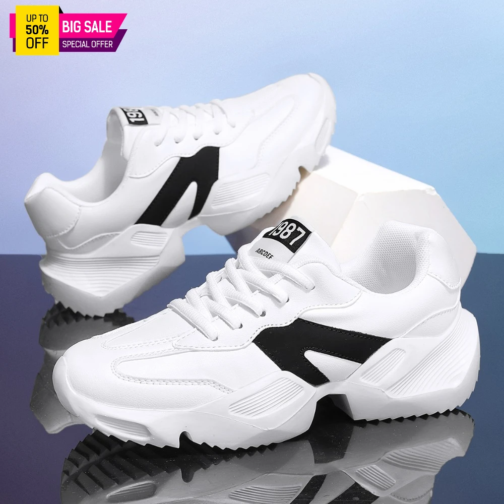 Y2K 2026 New Men's Chunky Sneakers Platform White Dad Shoes Non-Slip Breathable Casual Sports Shoes for Streetwear SUMMER