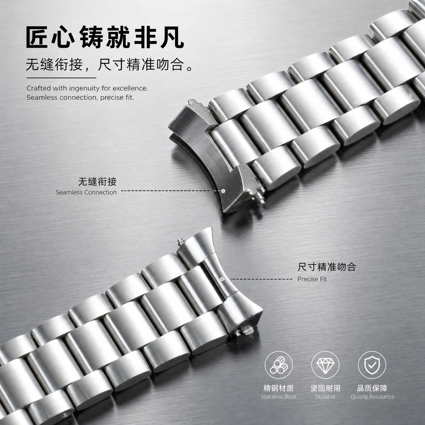 for Omega Seamaster 600 stainless steel watch strap with quarter orange stainless steel watch chain accessories 21MM men