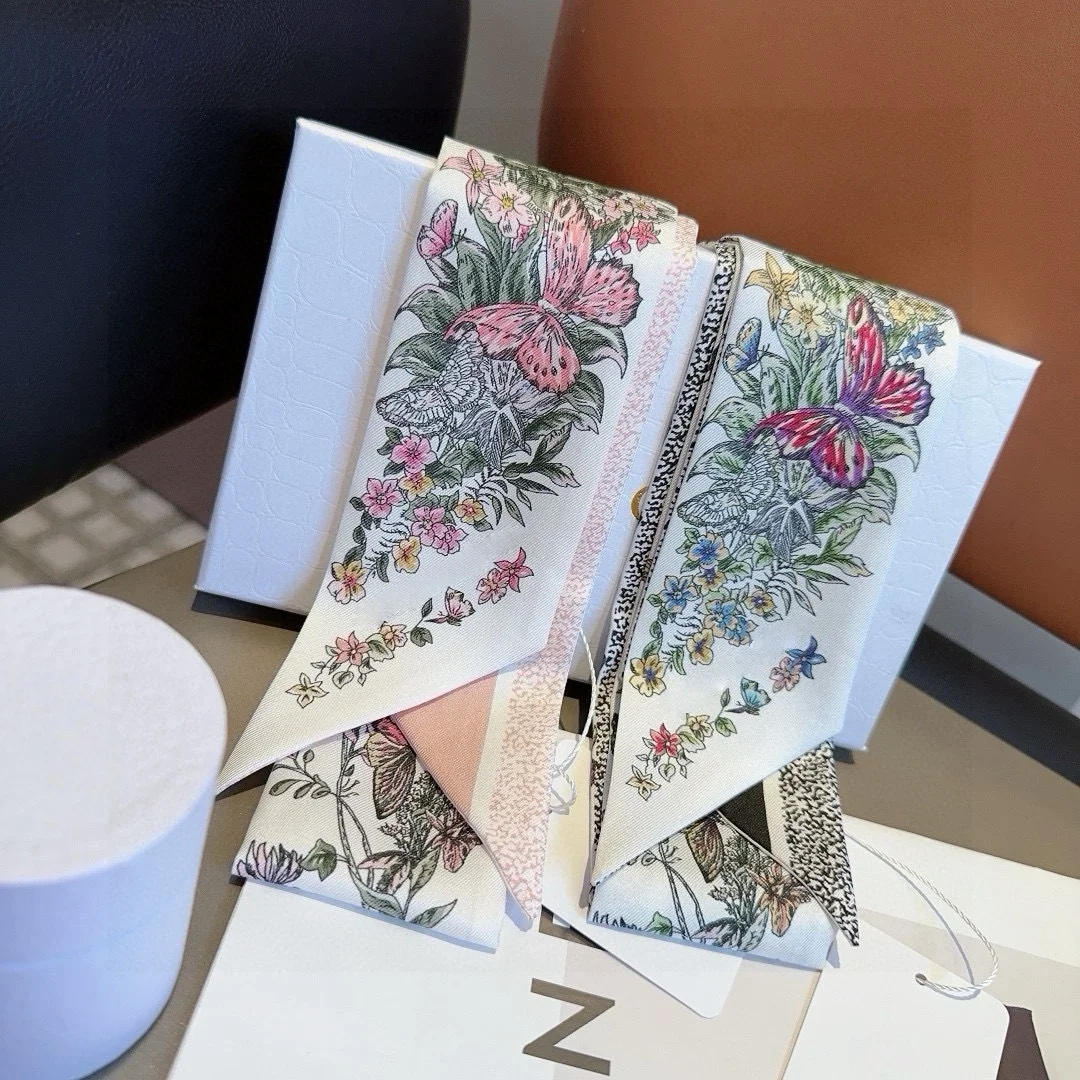 

Шелковый платок класса люкс, премиум-качество, 6*100 см, можно использовать как головной платок, украшение для ручки сумки, браслет, модный аксессуар