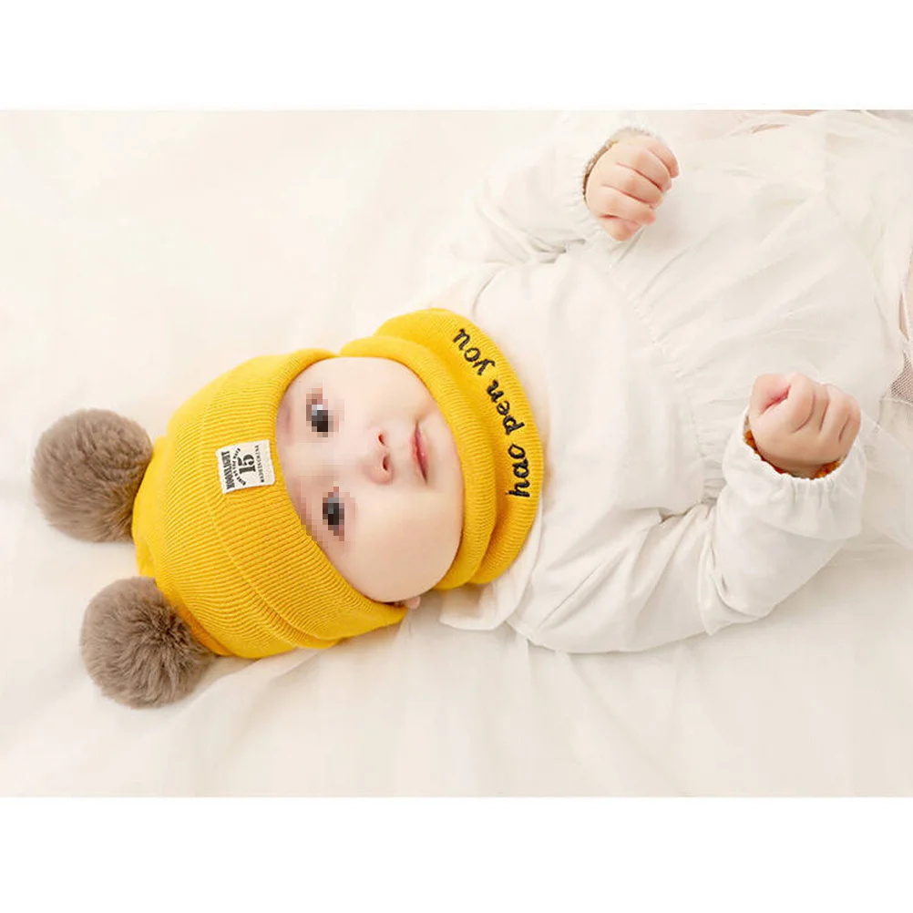 Autumn Winter Kids Hat Ears Thick Wool Knitted Warm Crochet Cap Kids Wool Cap Knitting Hat