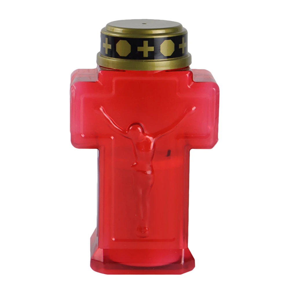 Religious Led Flameless Jesus Light Memorial Red Shell Church Garden Decor Electronic Candlelight Outdoor Sacred