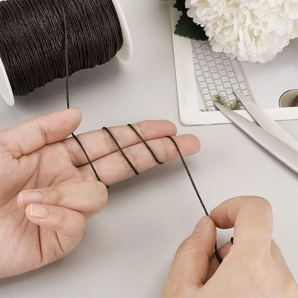 175 ياردة 1 مللي متر مشمع القطن الحبل البني مشمع سلسلة الشمع الموضوع الديكور الحبل ل سوار قلادة صنع المجوهرات الحرفية سلسلة عدة