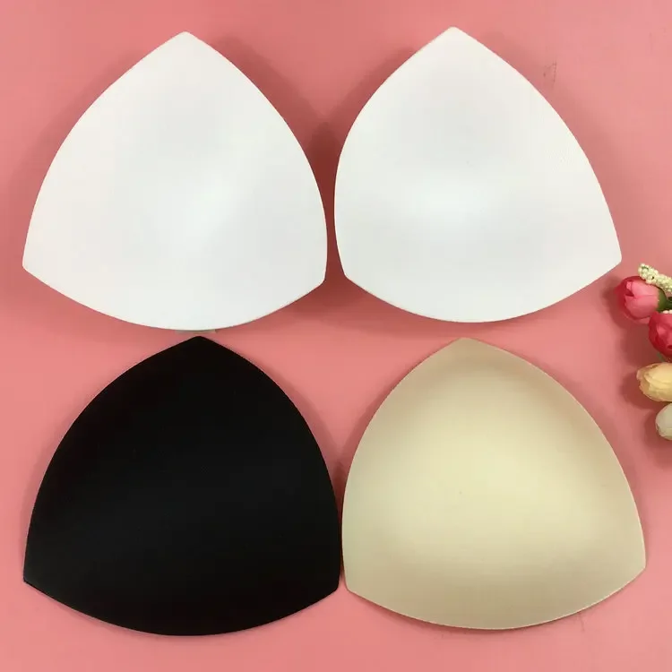 Flymokoii 1 Pair/Lot Women Triangle Sponge Swimsuit Breast Push Up Padding Chest Enhancers Thin White Bikini Bra Foam Insert