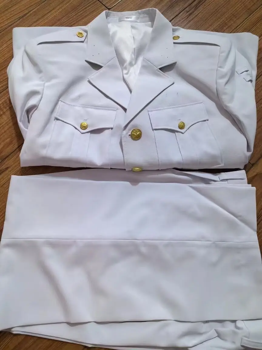 Chinese Seaman Uniform White Suit Spring Men 07 Informal Suit Navy Include Jacket pants