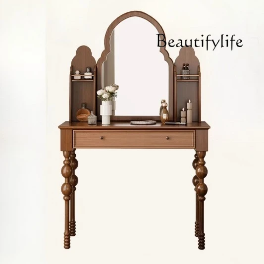 

French retro solid wood dresser, cosmetics storage box, storage, skin care products, lipstick finishing box