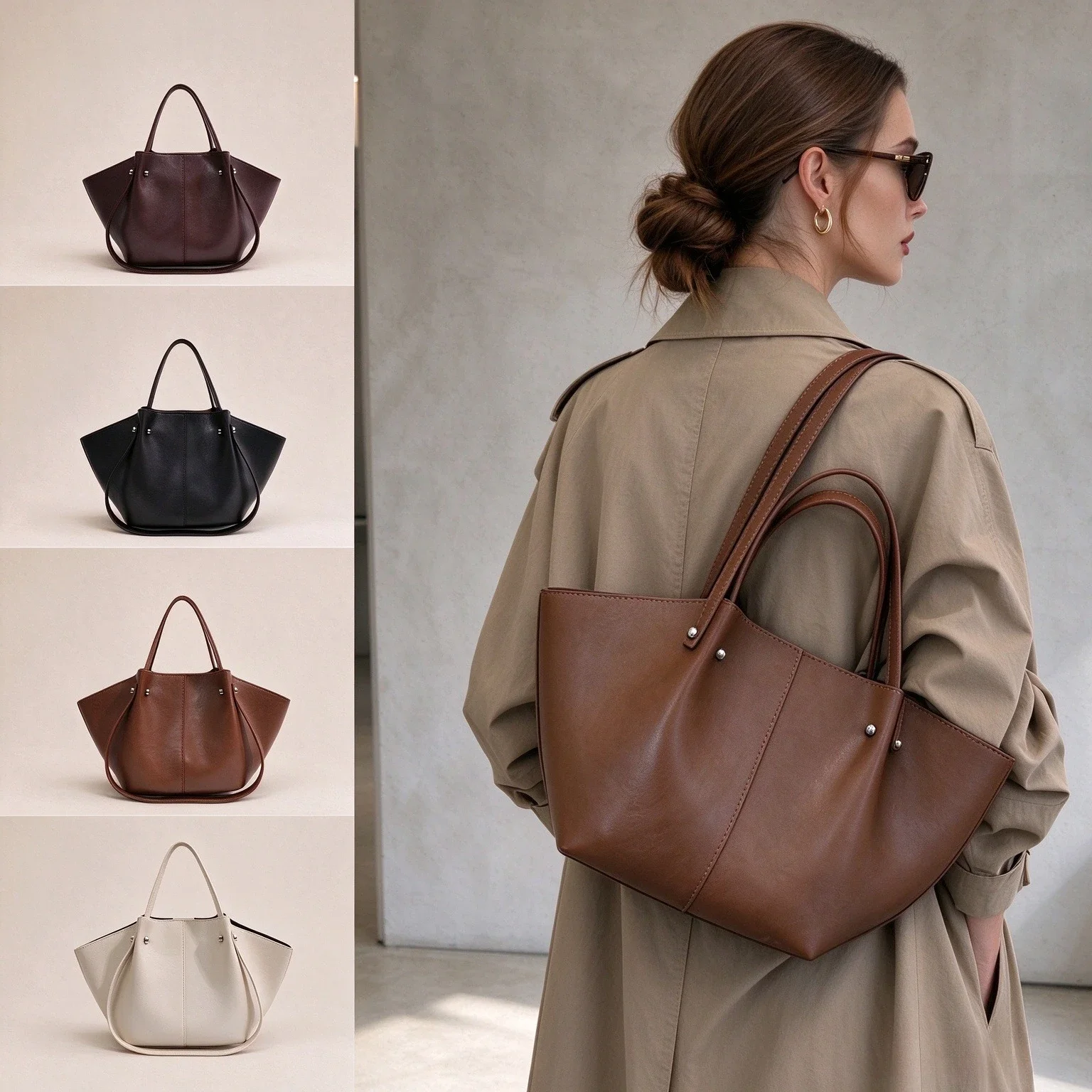 Elegant 2-Piece Wing Tote Bag for Women, Luxury Vintage Top Handle Shoulder Bag with Pouch, Stylish Handbag for Work & Outings