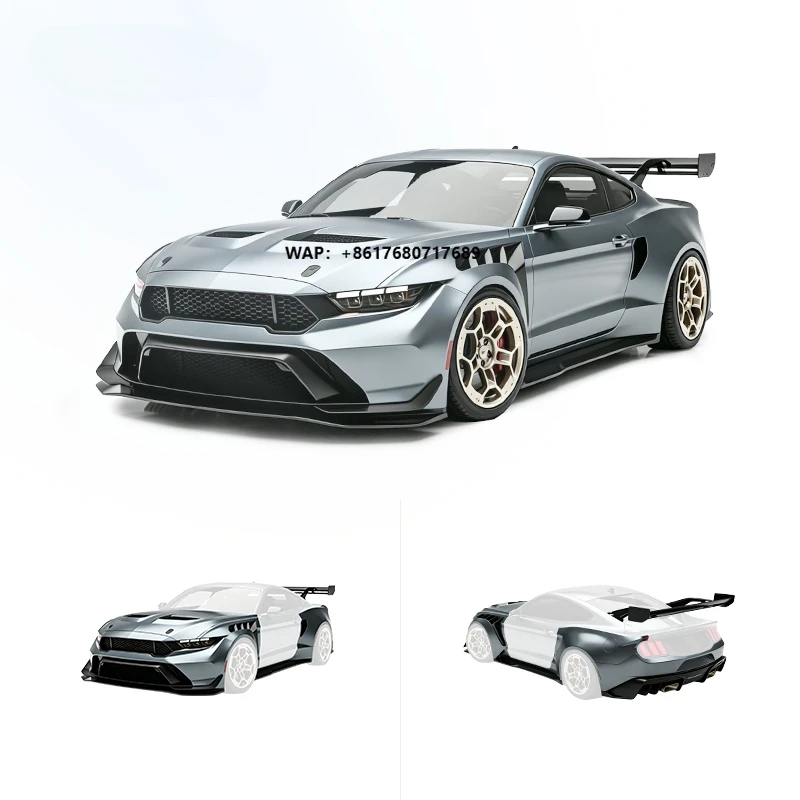 For  Mustang Upgrade GTD Style Wide Body Kit Car Bumpers Hood Front Bumper Side Skirt Fender Rear Diffuser Rear Spoiler
