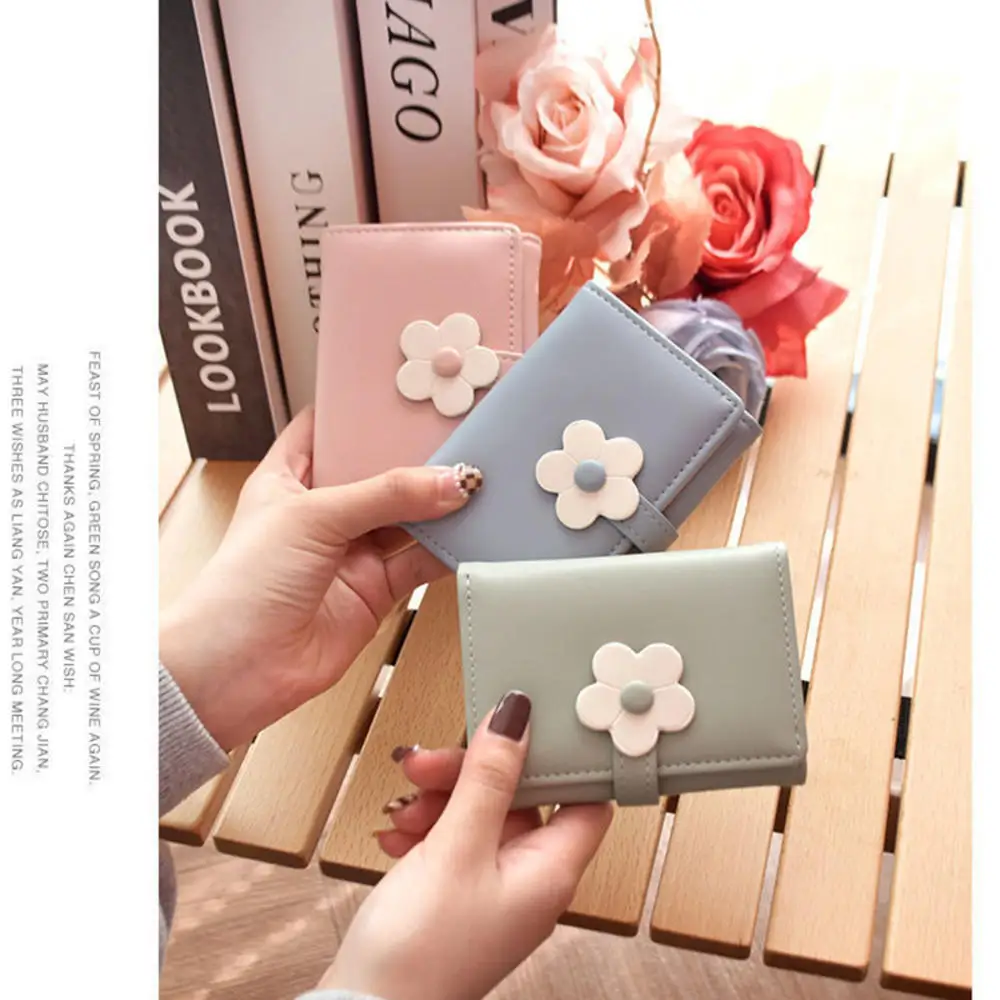 Cash Bag Convenient 5 Colors Pu Three Fold Wallet Stylish Printed Wallet For Girls With Id Card Window for Party Accessory