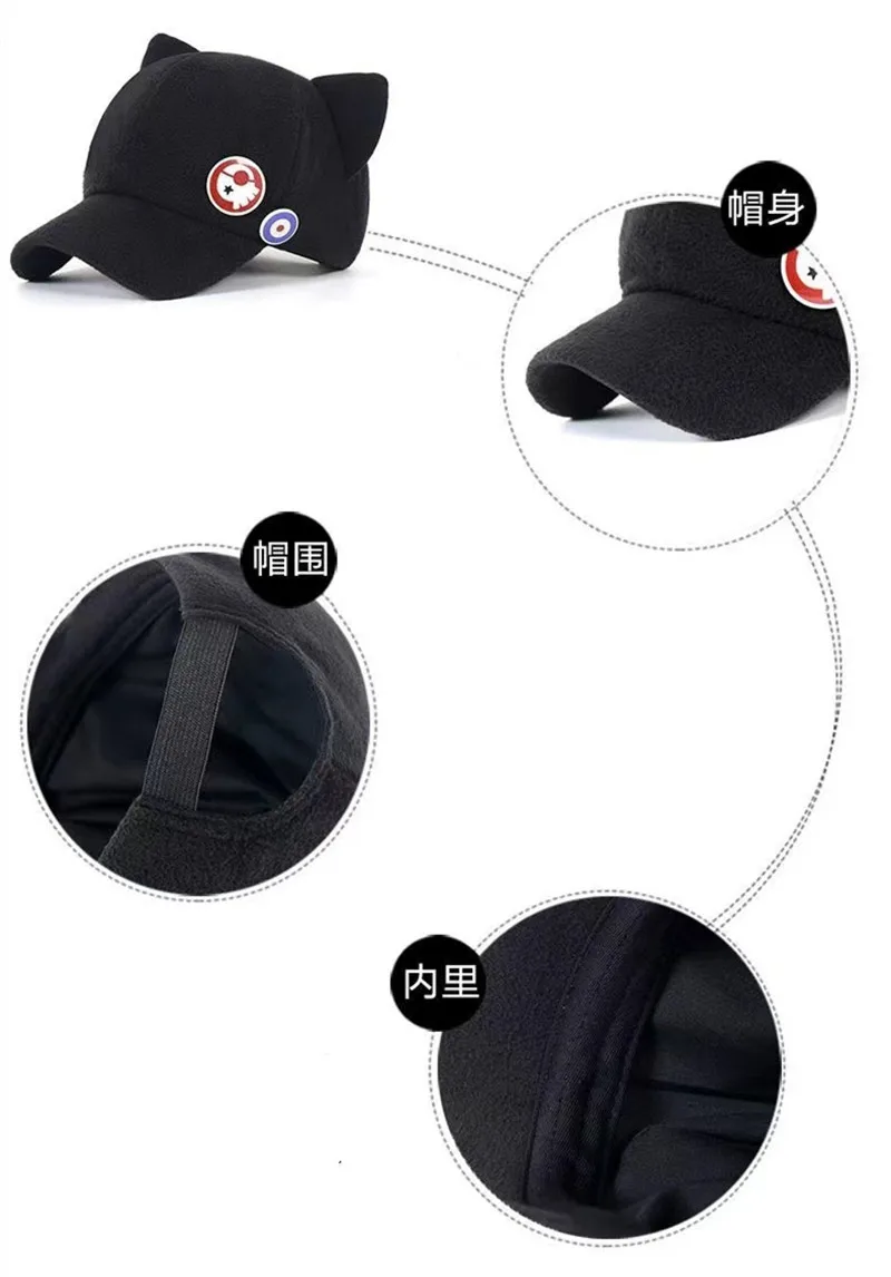 Anime EVA Cap Shikinami Asuka Rangure Badge Cat Ear Hat Cosplay Cute Asuka Accessories Warm Outdoor